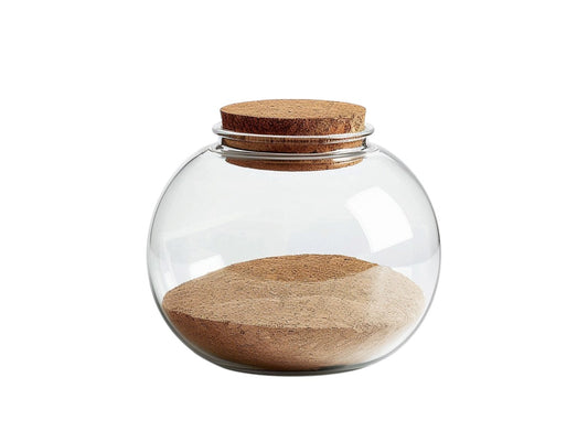 ELML Minimalist Borosilicate Glass Storage Jar with Natural Cork Lid for Kitchen Pantry Organization