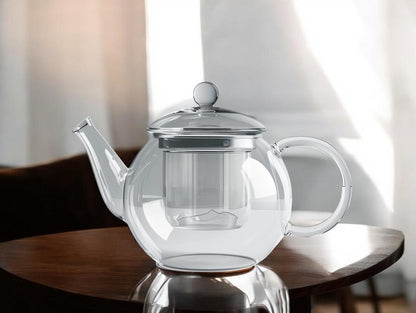 ELML Heat-Resistant Borosilicate Glass Teapot with Removable Glass Infuser and Lid