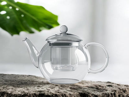 ELML Heat-Resistant Borosilicate Glass Teapot with Removable Glass Infuser and Lid