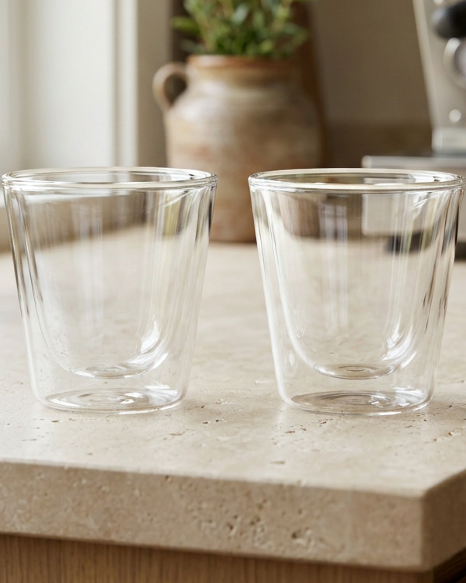 Elml Aperture Double-Wall Borosilicate Espresso Glasses 3.4 oz Set of 2 - Lifestyle view