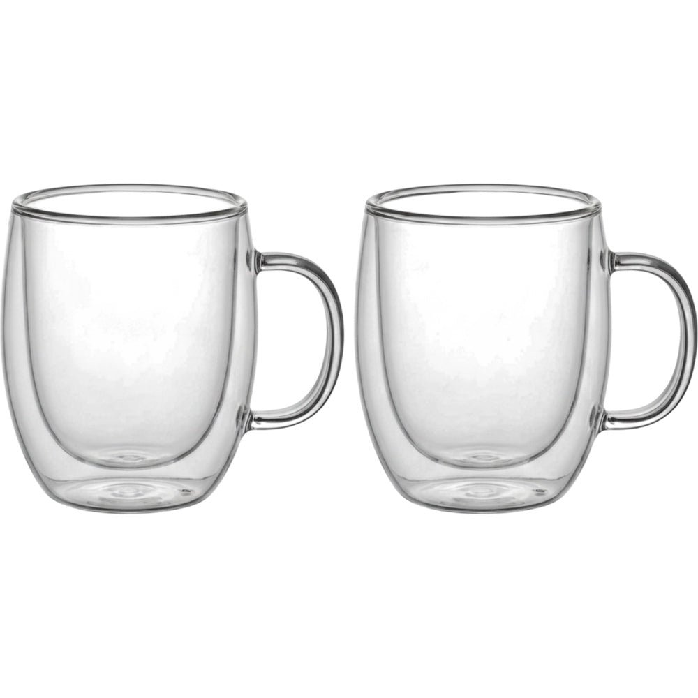 Elml Loopcrest Double-Wall Borosilicate Tea Mugs with Handles 9 oz Set of 2 - Product view